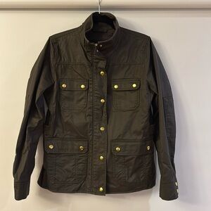 JCrew Dark Green Utility Jacket with Gold Hardware